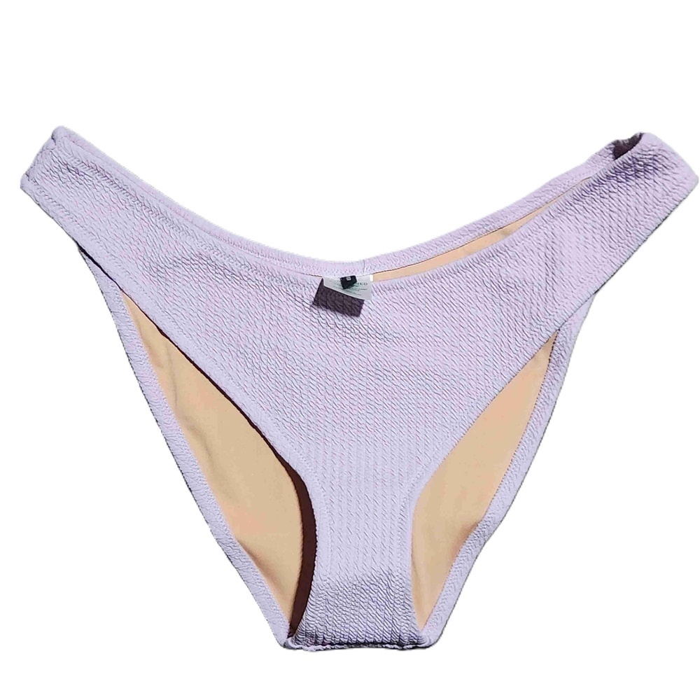 J Crew Womens Lilac Ribbed Bikini Bottom Large NWT